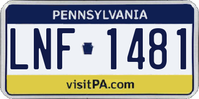 PA license plate LNF1481