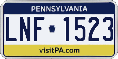 PA license plate LNF1523