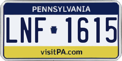 PA license plate LNF1615