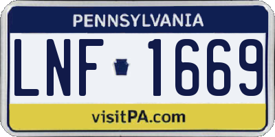 PA license plate LNF1669