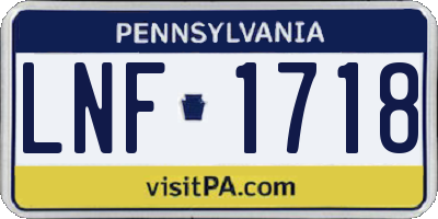 PA license plate LNF1718
