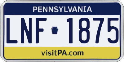 PA license plate LNF1875