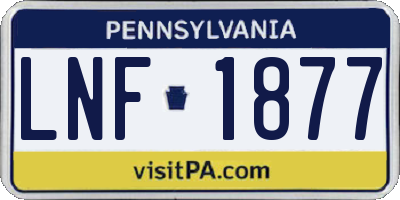 PA license plate LNF1877