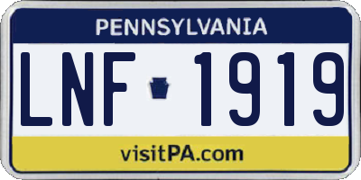 PA license plate LNF1919