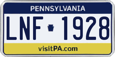 PA license plate LNF1928