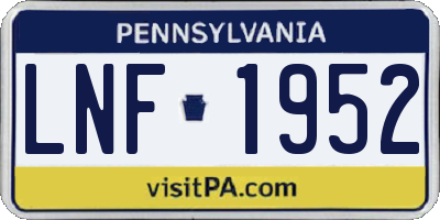 PA license plate LNF1952
