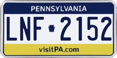 PA license plate LNF2152