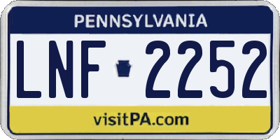 PA license plate LNF2252