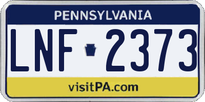 PA license plate LNF2373