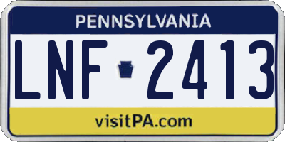 PA license plate LNF2413