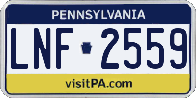 PA license plate LNF2559