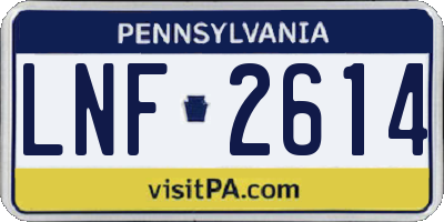 PA license plate LNF2614