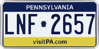 PA license plate LNF2657