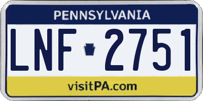 PA license plate LNF2751