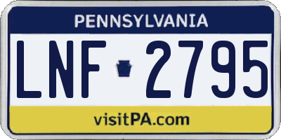PA license plate LNF2795