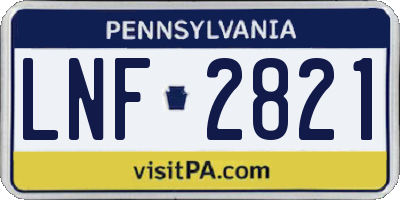 PA license plate LNF2821