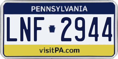 PA license plate LNF2944