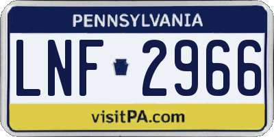 PA license plate LNF2966