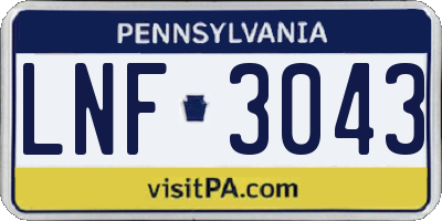 PA license plate LNF3043