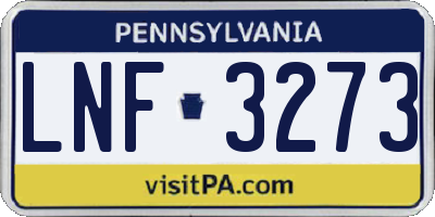 PA license plate LNF3273