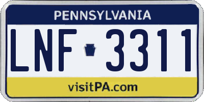 PA license plate LNF3311