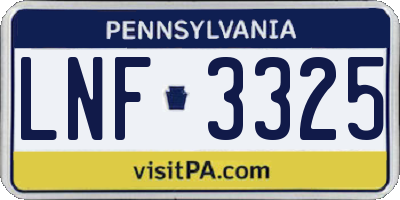 PA license plate LNF3325