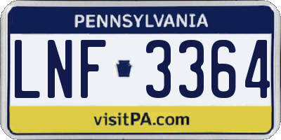 PA license plate LNF3364