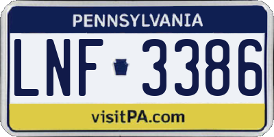 PA license plate LNF3386