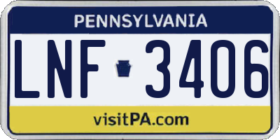 PA license plate LNF3406
