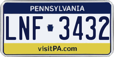 PA license plate LNF3432