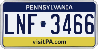 PA license plate LNF3466