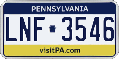 PA license plate LNF3546