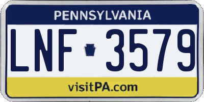 PA license plate LNF3579