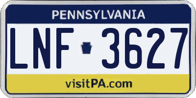 PA license plate LNF3627