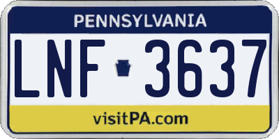 PA license plate LNF3637