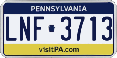 PA license plate LNF3713