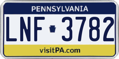 PA license plate LNF3782