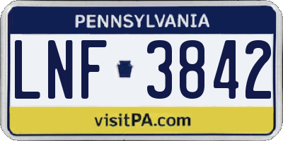 PA license plate LNF3842
