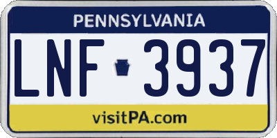 PA license plate LNF3937