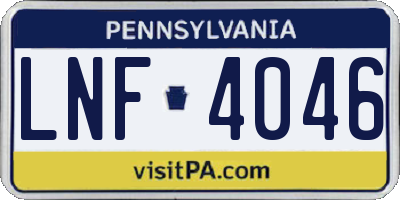 PA license plate LNF4046