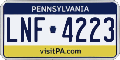 PA license plate LNF4223