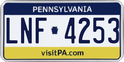 PA license plate LNF4253