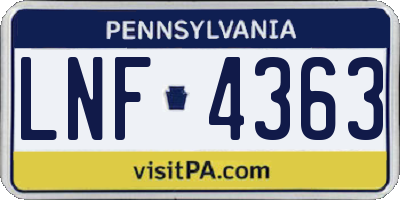 PA license plate LNF4363