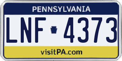 PA license plate LNF4373