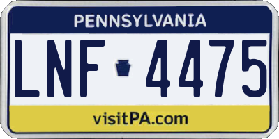 PA license plate LNF4475