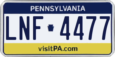 PA license plate LNF4477