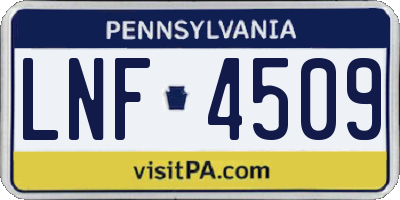 PA license plate LNF4509