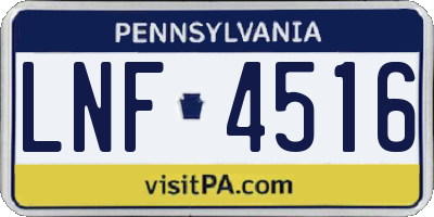 PA license plate LNF4516