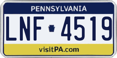 PA license plate LNF4519