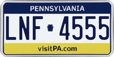 PA license plate LNF4555
